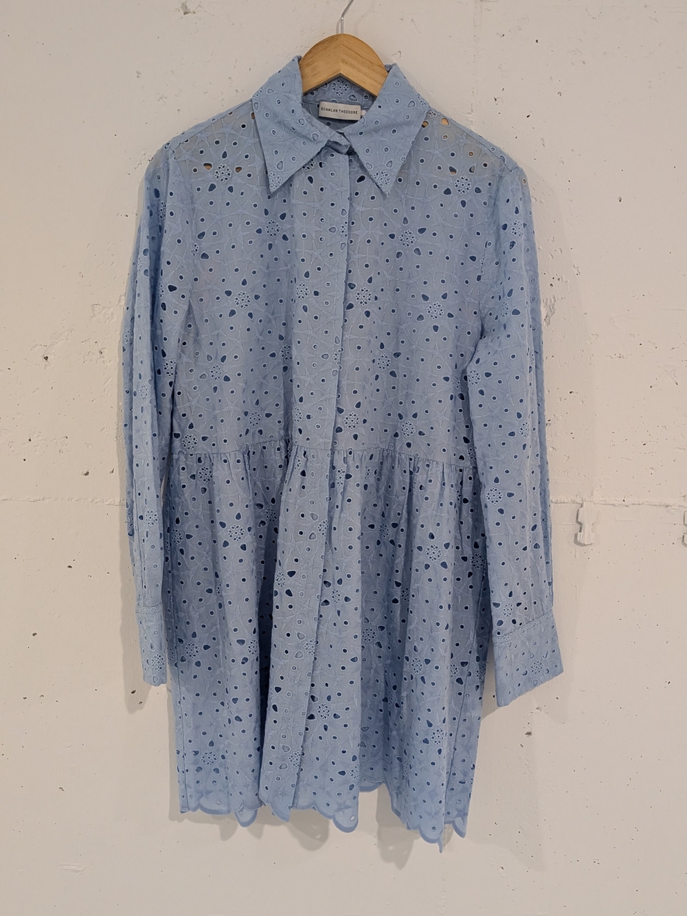 Scanlan Theodore Light Blue Eyelet Button-Down Dress
